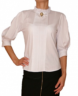 Белая блузка FORSARA 2492 с брошью, купить Белая блузка FORSARA 2492 с брошью с доставкой, купить Белая блузка FORSARA 2492 с брошью в интернет магазине
