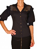 Черная блузка FORSARA 2490, купить Черная блузка FORSARA 2490 с доставкой, купить Черная блузка FORSARA 2490 в интернет магазине