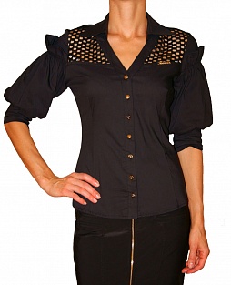 Черная блузка FORSARA 2490, купить Черная блузка FORSARA 2490 с доставкой, купить Черная блузка FORSARA 2490 в интернет магазине