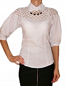 Белая блузка с украшением FORSARA 2495, купить Белая блузка с украшением FORSARA 2495 с доставкой, купить Белая блузка с украшением FORSARA 2495 в интернет магазине